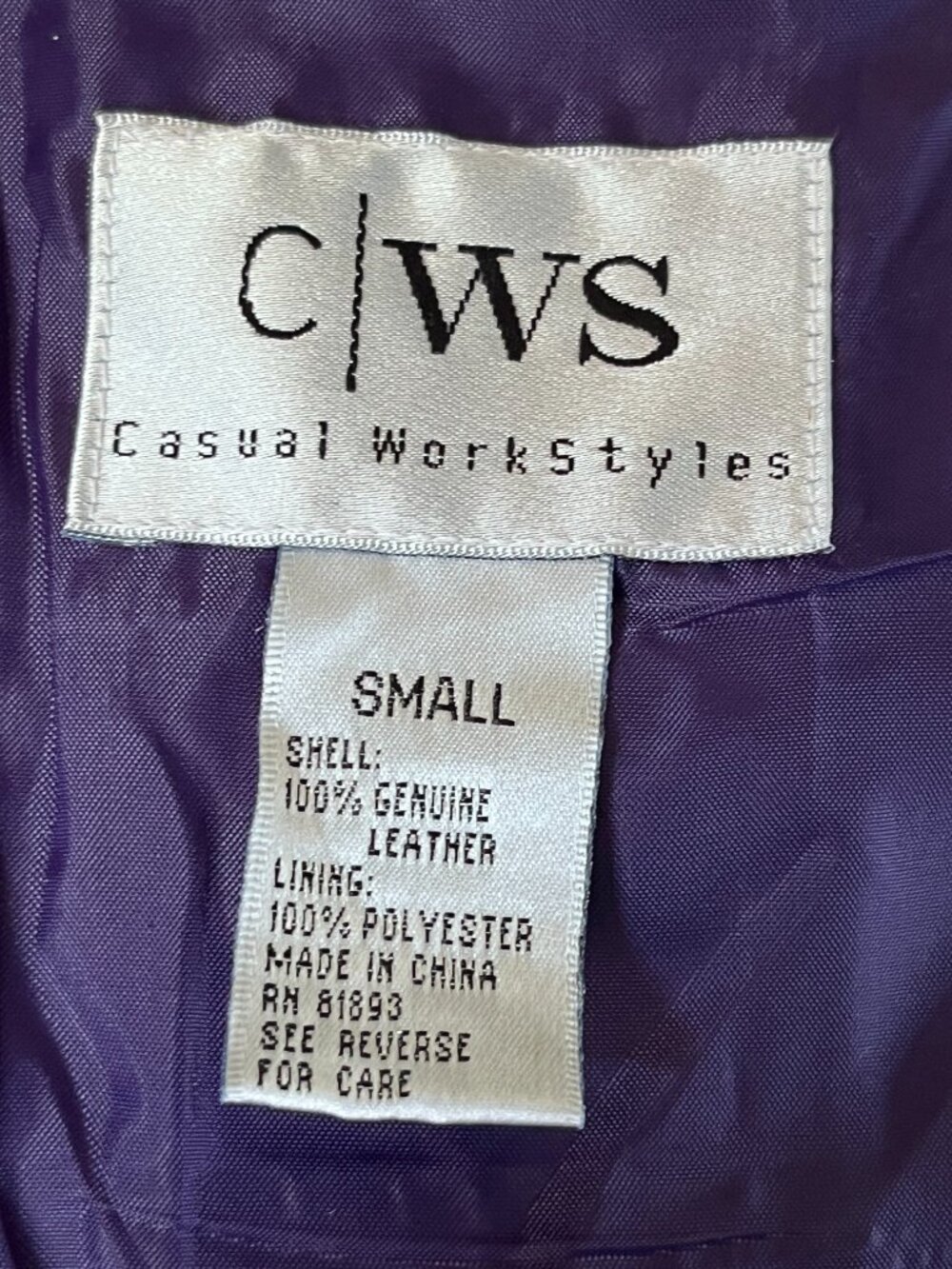 CWS Casual Workstyles Purple Suede Leather Jacket Jean Style NWOT Women's S - Picture 7 of 9